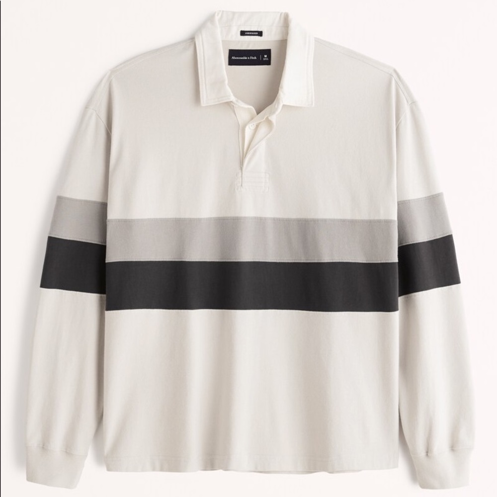 Abercrombie & Fitch Oversized Striped Rugby Polo